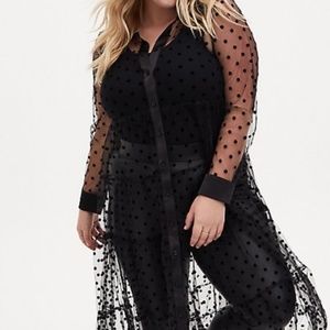 EUC Torrid Flocked Mesh Duster Kimono Sz 2X